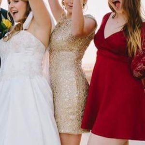 adrianna papell gold sequin dress